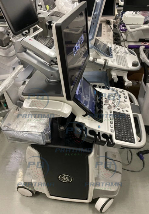GE LOGIQ E10 R3 ultrasound console and monitor